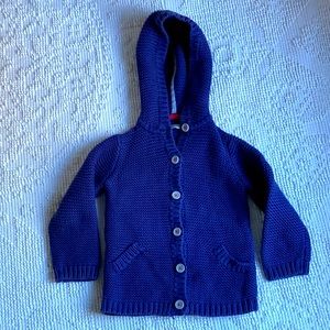 Baby Boden hoodie sweater 18-24 months Navy Blue Cotton. Button up cardigan.